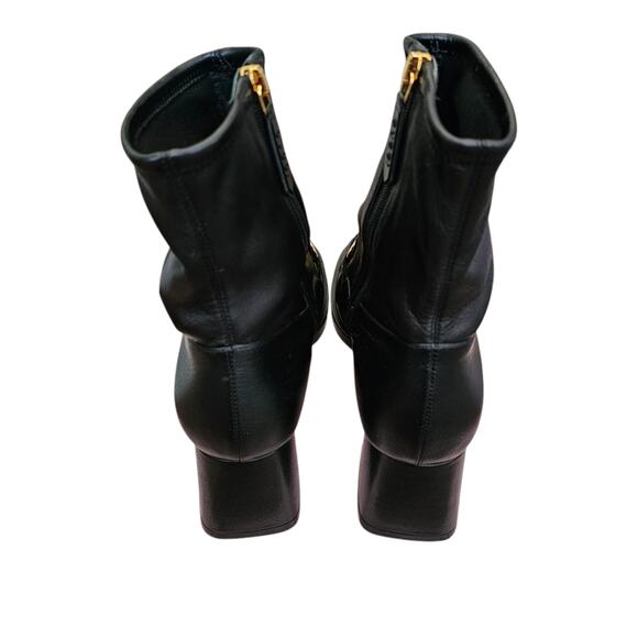 Gucci Baby Horsebit Sock Ankle Boot Size 39 US 9 Black Leather Block Heel Zip Up - Picture 4 of 11